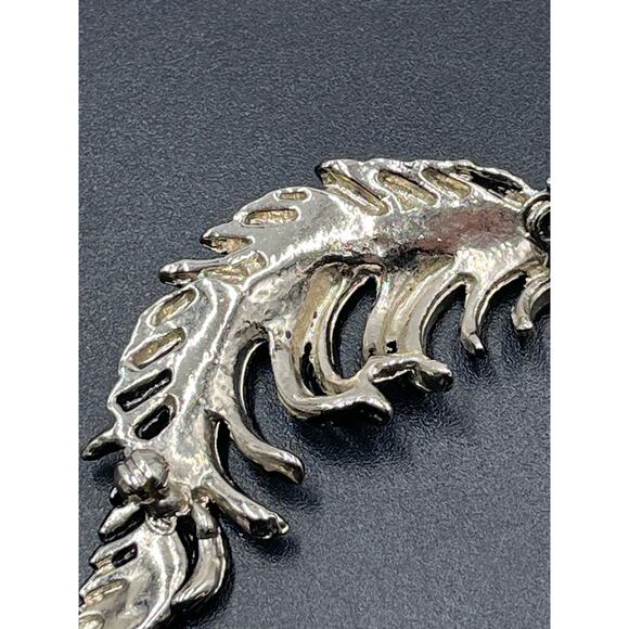 Vintage Silver Tone‎ Dotted Feather  Brooch unsigned - Picture 7 of 11